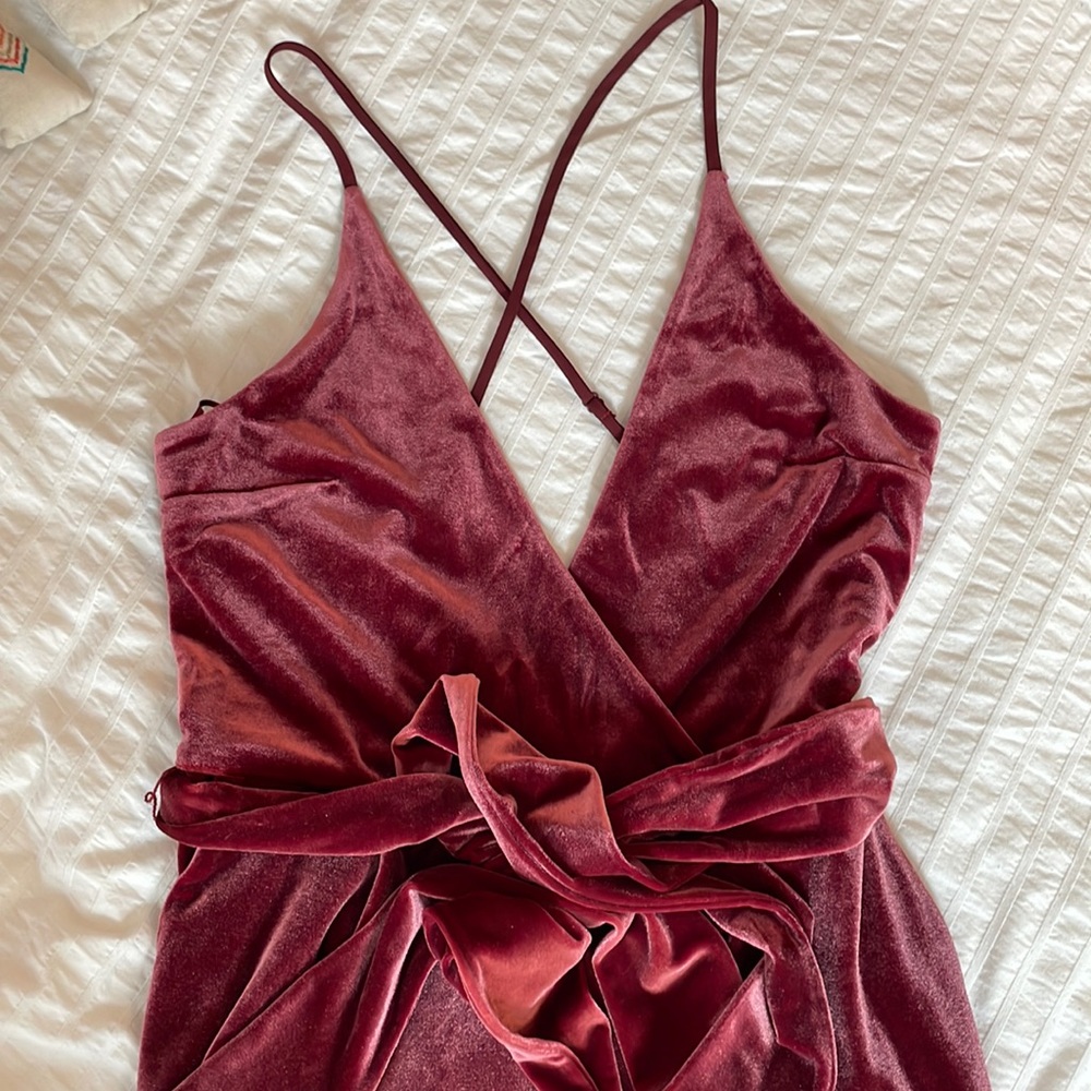 Express Wine Red Velour Pantsuit